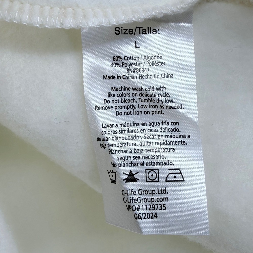 Peanuts Snoopy Gardening Cream Fleece Hooded Sweatshirt Woodstock Large NWT - Picture 5 of 7